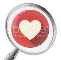 Heart Magnifier Shows In Love And Healthcare