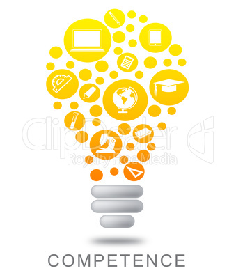 Competence Lightbulb Indicates Mastery Glowing And Glow