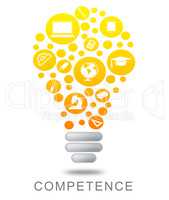 Competence Lightbulb Indicates Mastery Glowing And Glow