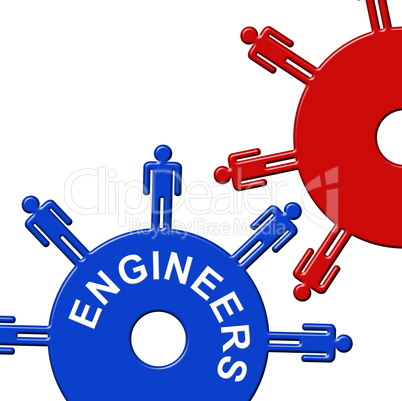 Engineers Cogs Means Mechanic Collaboration And Cogwheel