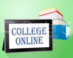 College Online Indicates Web Site And Books