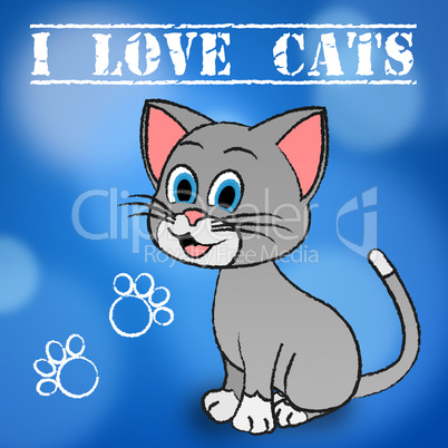 Love Cats Shows Pet Loved And Heart