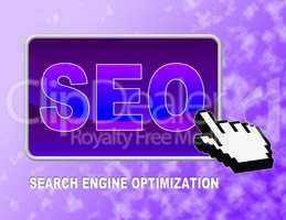 Seo Button Indicates Web Site And Click