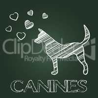 Canines Word Shows Doggy Pet And Pets