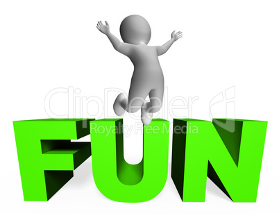 Fun Character Indicates Joy Jump And Enjoy 3d Rendering