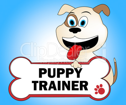 Puppy Trainer Shows Doggie Puppies And Teach