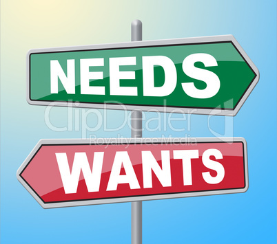 Needs Wants Signs Indicates Would Like And Requirement