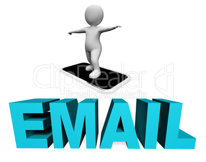 Smartphone Email Indicates Send Message And Cellphone 3d Renderi