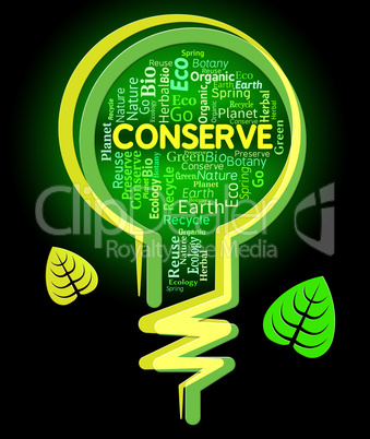 Conserve Lightbulb Shows Sustainable Conserving And Protecting