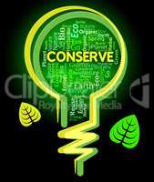 Conserve Lightbulb Shows Sustainable Conserving And Protecting