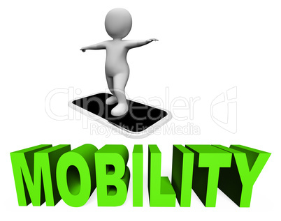 Online Mobility Means Mobile Phone And Cellphones 3d Rendering