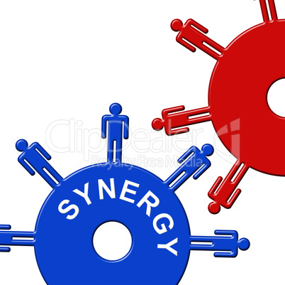 Synergy Cogs Shows Working Together And Collaborating