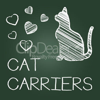 Cat Carriers Indicates Pedigree Container And Kitty