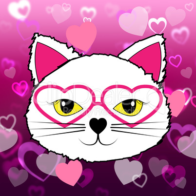 Cat With Hearts Indicates In Love And Affection