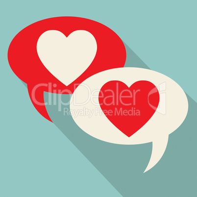 Hearts Speech Bubbles Represents Valentines Day And Chatting