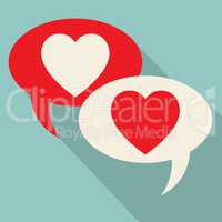 Hearts Speech Bubbles Represents Valentines Day And Chatting