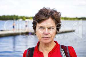 Woman in nature at the lake