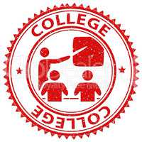 College Stamp Indicates Learned Tutoring And Education