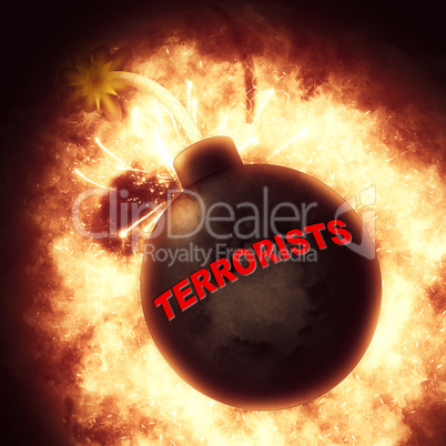 Terrorists Bomb Represents Freedom Fighters And Explosions