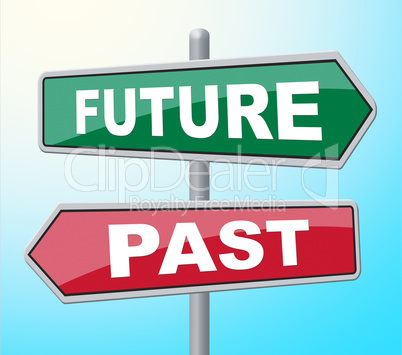 Future Past Represents Placard Signboard And Evolution