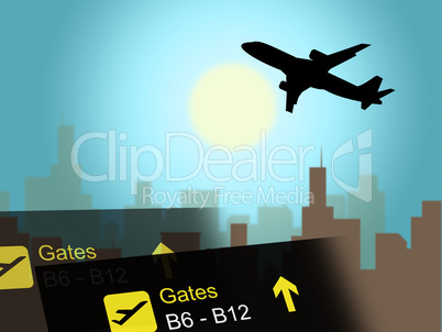 Vacation Flight Indicates Airline Travel And Aviation