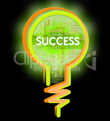 Success Lightbulb Represents Victor Winner And Prevail