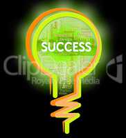 Success Lightbulb Represents Victor Winner And Prevail