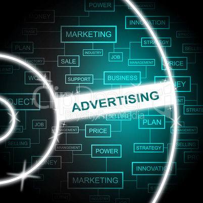 Advertising Word Represents Advertisement Advertisements And Promoting