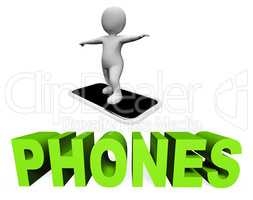 Online Phones Shows Mobility Telephone And 3d Rendering