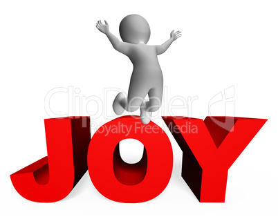 Joy Character Indicates Jubilant 3d Rendering And Joys
