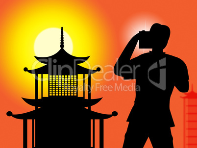 Pagoda Photographer Indicates Orient Chinese And Photographers