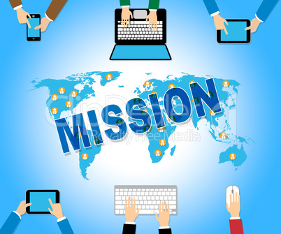 Online Mission Indicates Web Site And Achievement