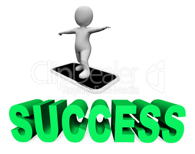 Success Online Represents Mobile Phone And Cellphone 3d Renderin