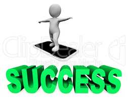 Success Online Represents Mobile Phone And Cellphone 3d Renderin