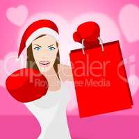 Woman Christmas Shopping Represents Retail Sales And Store