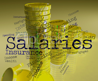 Salaries Word Indicates Income Money And Pay