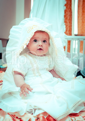 Little Baby Girl Before the Christening