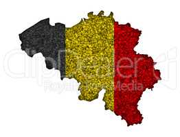 Karte und Fahne von Belgien