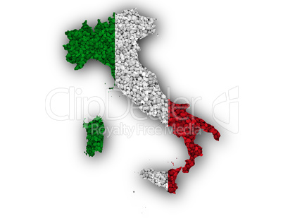 Karte unf Fahne von Italien