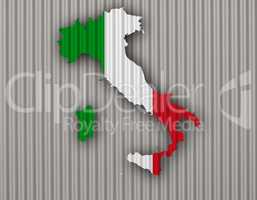 Karte unf Fahne von Italien