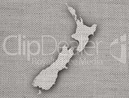 Karte von Neuseeland auf Leinen