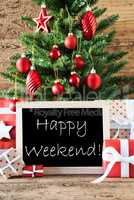 Colorful Christmas Tree With Text Happy Weekend