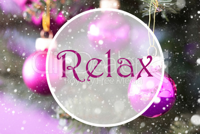 Blurry Rose Quartz Christmas Balls, Text Relax