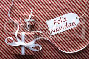 Two Gifts With Label, Feliz Navidad Means Merry Christmas