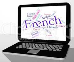 French Language Represents International Languages And Wordcloud