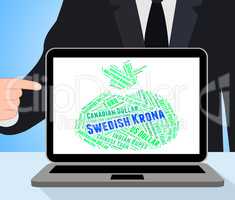 Swedish Krona Indicates Exchange Rate And Banknote