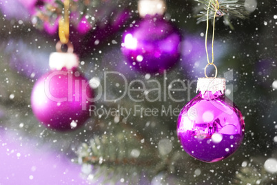 Blurry Christmas Tree With Rose Quartz Balls, Snowflakes