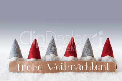 Gnomes, Green Background, Frohe Weihnachten Means Merry Christmas