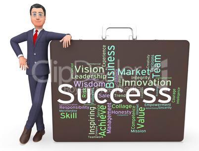 Success Words Represents Victor Succeed And Triumphant