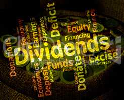 Dividends Word Shows Stock Market And Trading